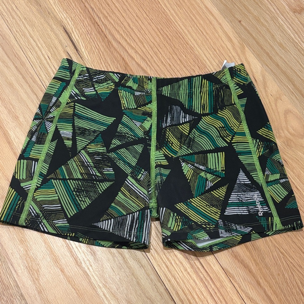 Reebok Black and Green Patterned Shorts